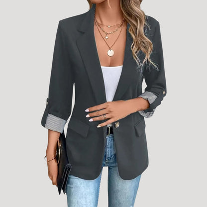 Tara Women’s Blazer with Single Breasted Design and Roll-Up Sleeves 4