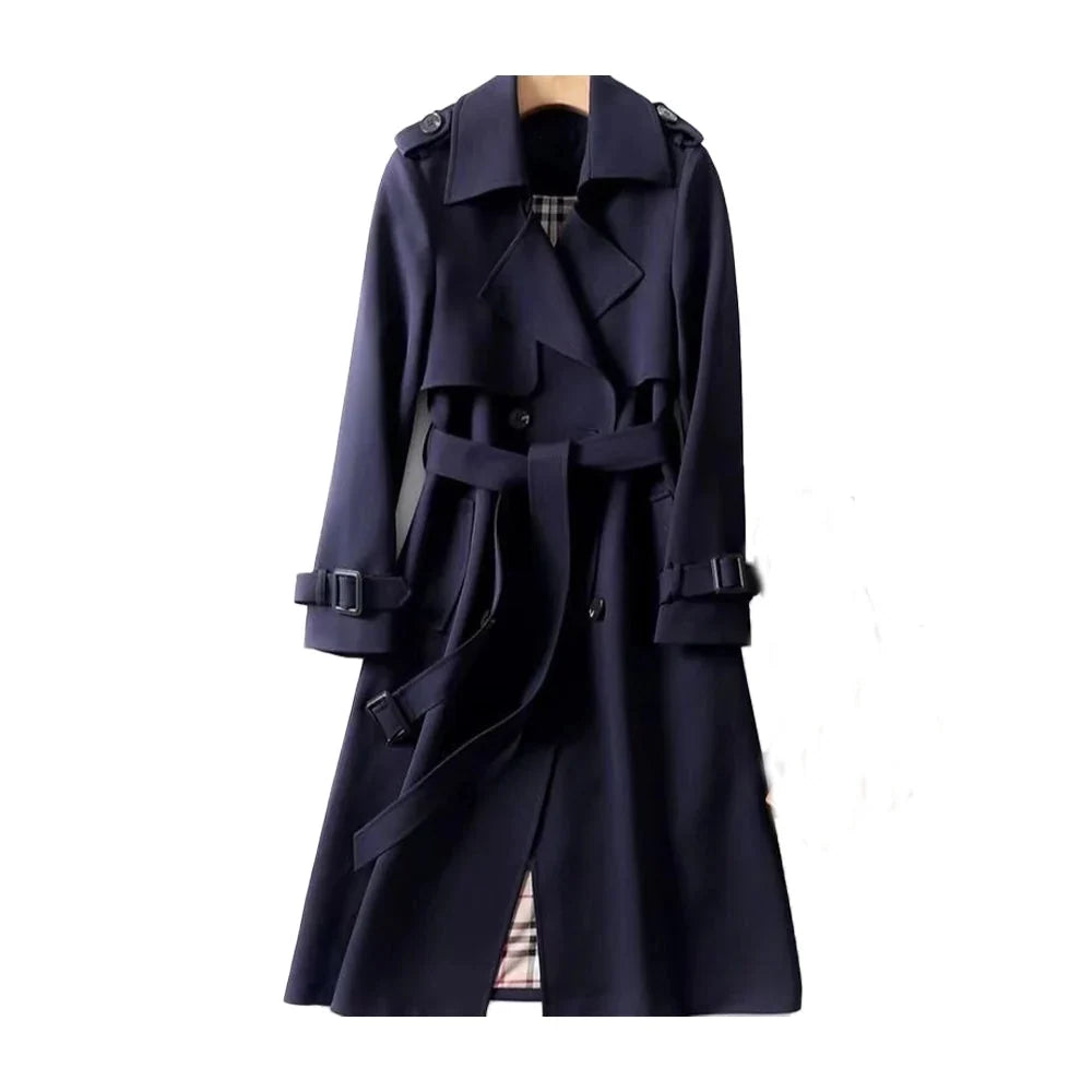 Tessa Women’s Trench Coat featuring a stylish double-breasted front and a belted waist, perfect for a chic and sophisticated look in any 6