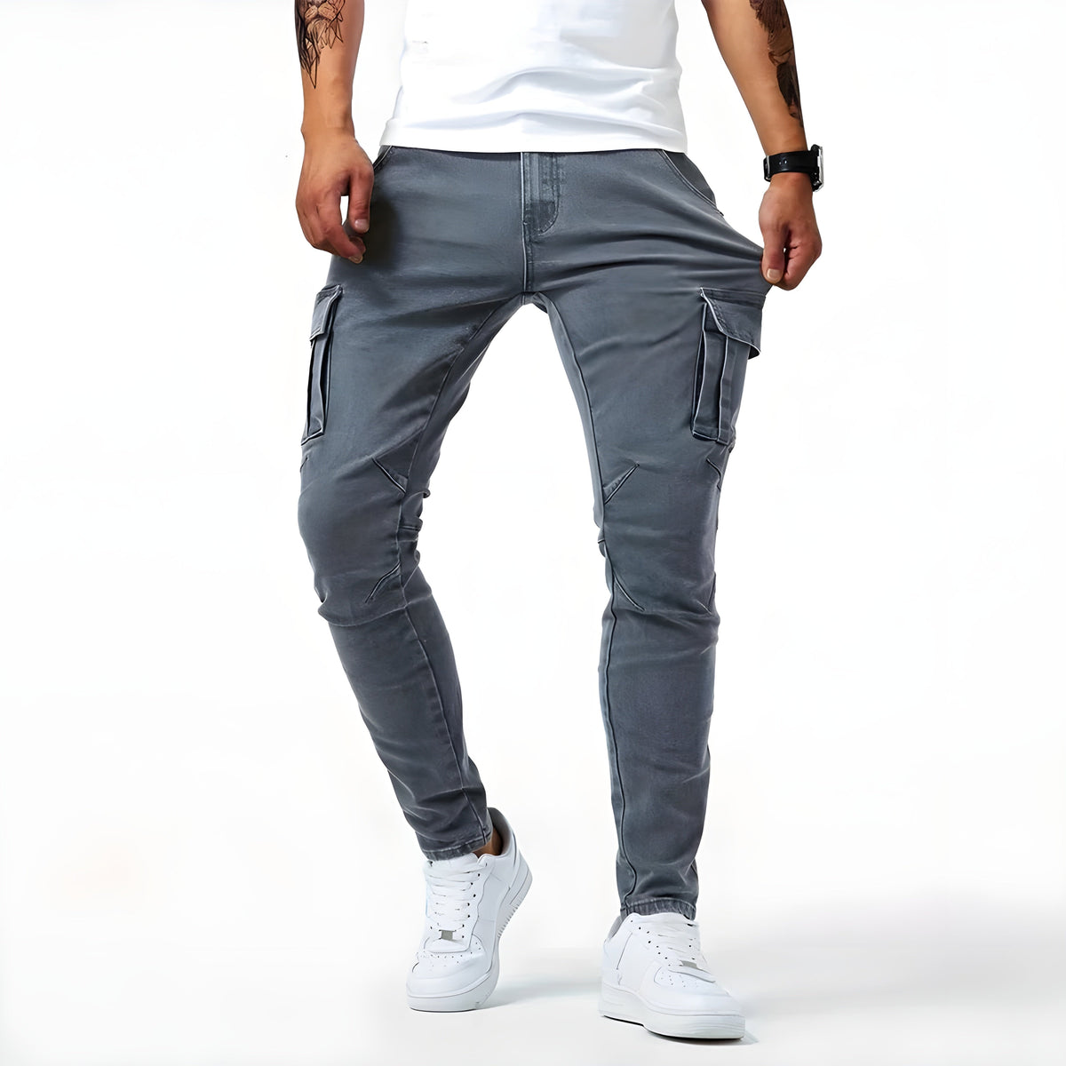 Tim Men's Cargo Pants with Slim Fit and Multiple Pockets 1