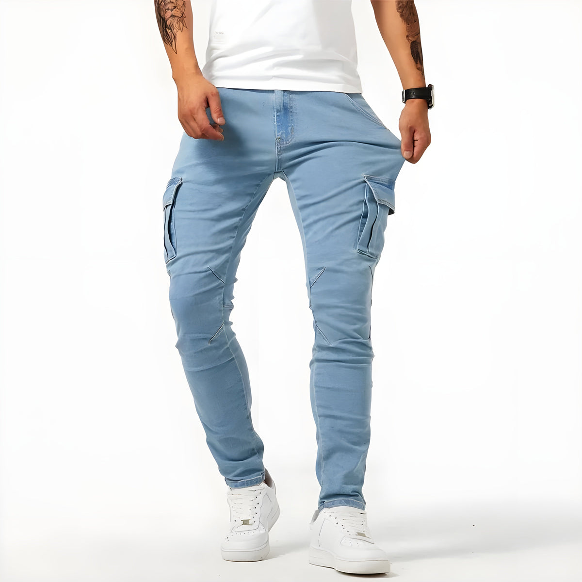 Tim Men's Cargo Pants with Slim Fit and Multiple Pockets 6