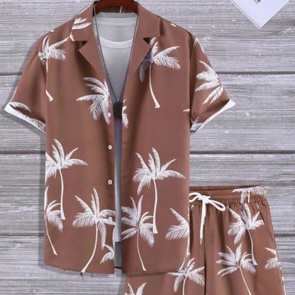 Tropic Men’s Shirt and Shorts Set with Tropical Print and Drawstring Waist 5