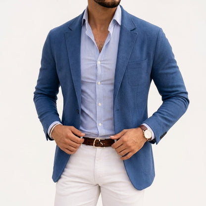 Varenzo Men's Blazer Jacket with Refined Knit Texture and Modern Silhouette 0