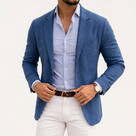 Varenzo Men's Blazer Jacket with Refined Knit Texture and Modern Silhouette 0