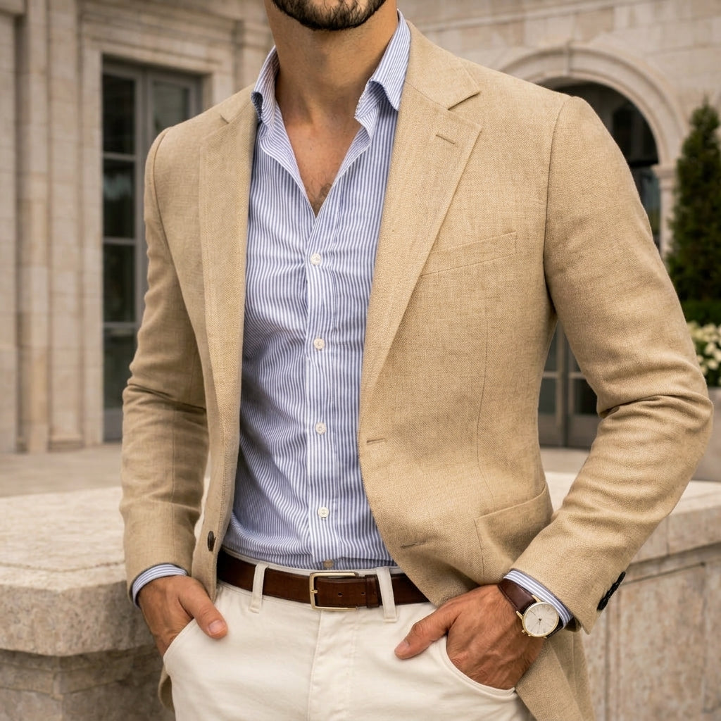 Varenzo Men's Blazer Jacket with Refined Knit Texture and Modern Silhouette 3