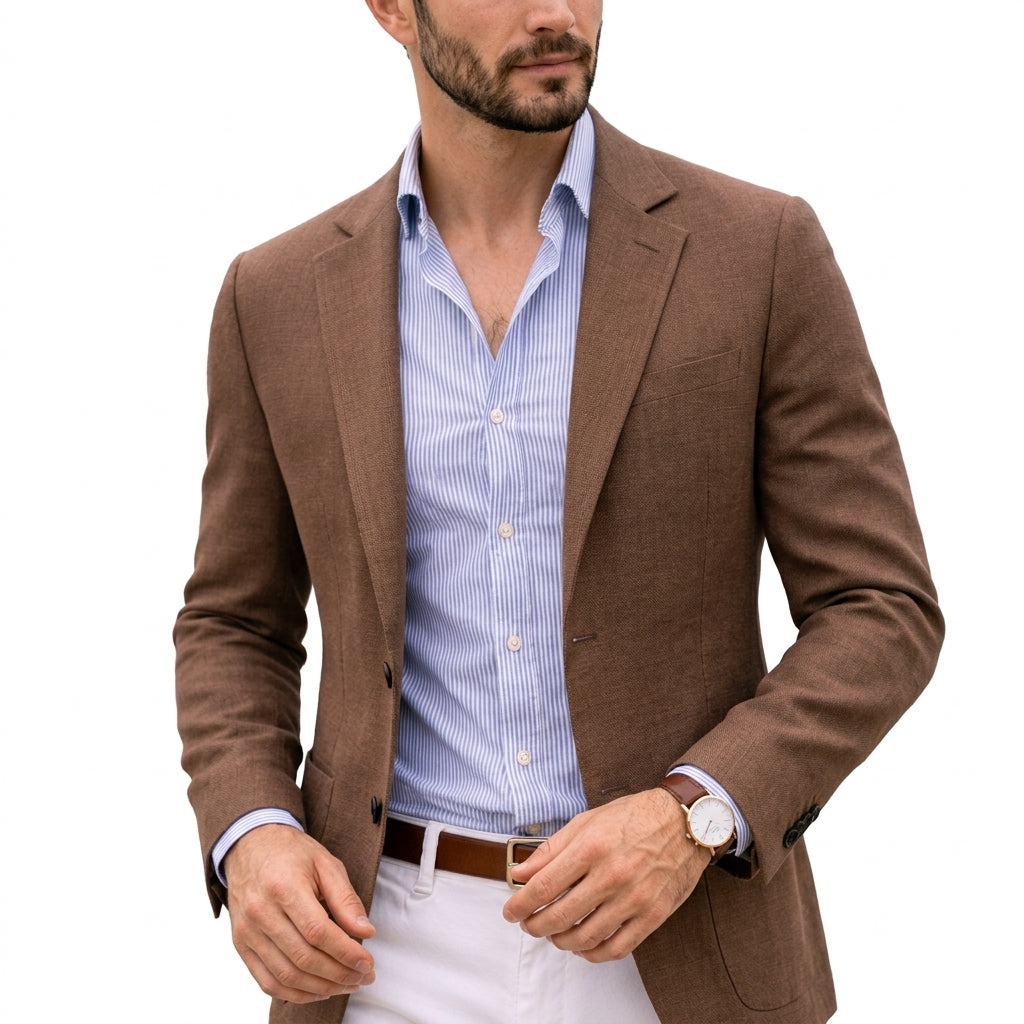 Varenzo Men's Blazer Jacket with Refined Knit Texture and Modern Silhouette 4