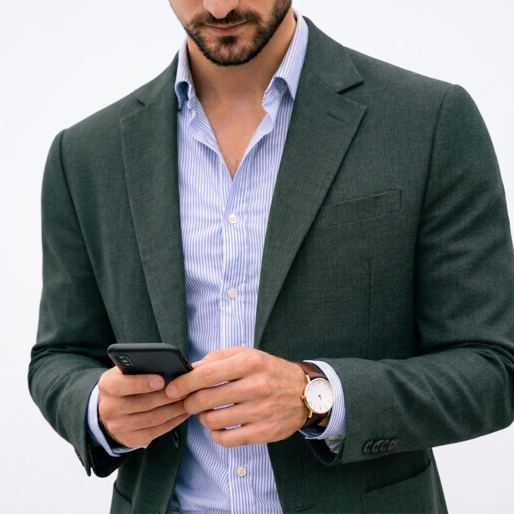 Varenzo Men's Blazer Jacket with Refined Knit Texture and Modern Silhouette 5