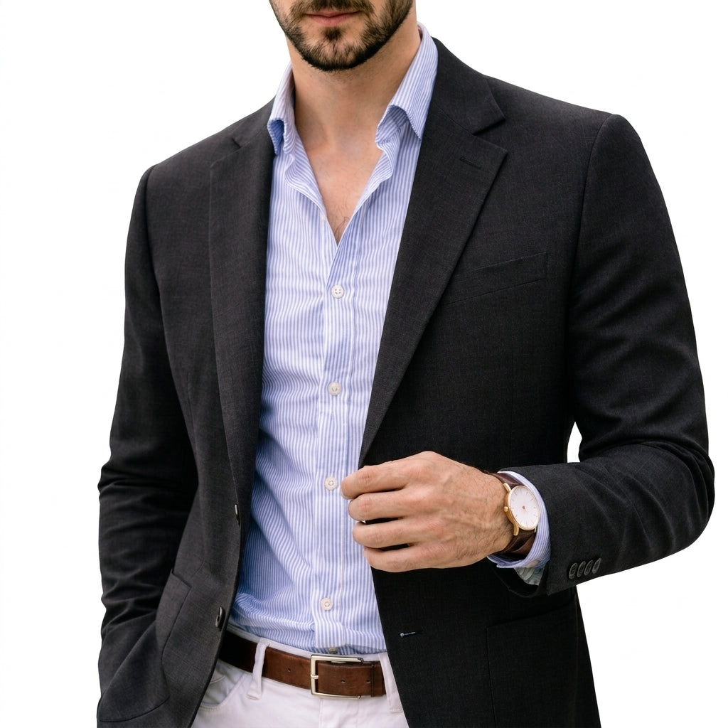 Varenzo Men's Blazer Jacket with Refined Knit Texture and Modern Silhouette 6