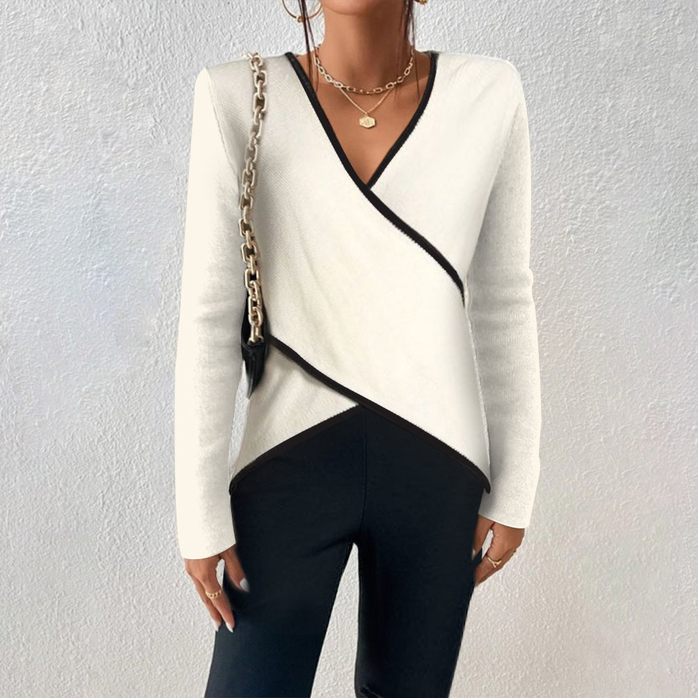 Vera Women’s Sweater with V-neck Wrap Design and Flattering Silhouette 0