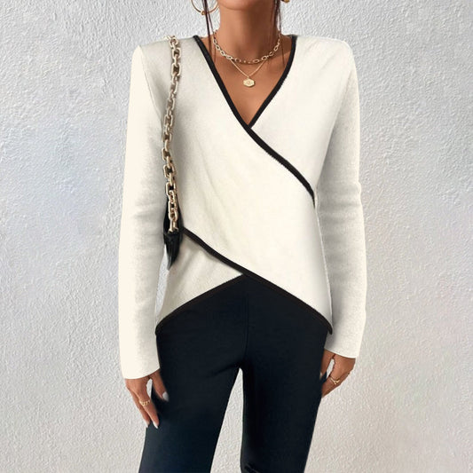 Vera Women’s Sweater with V-neck Wrap Design and Flattering Silhouette 0