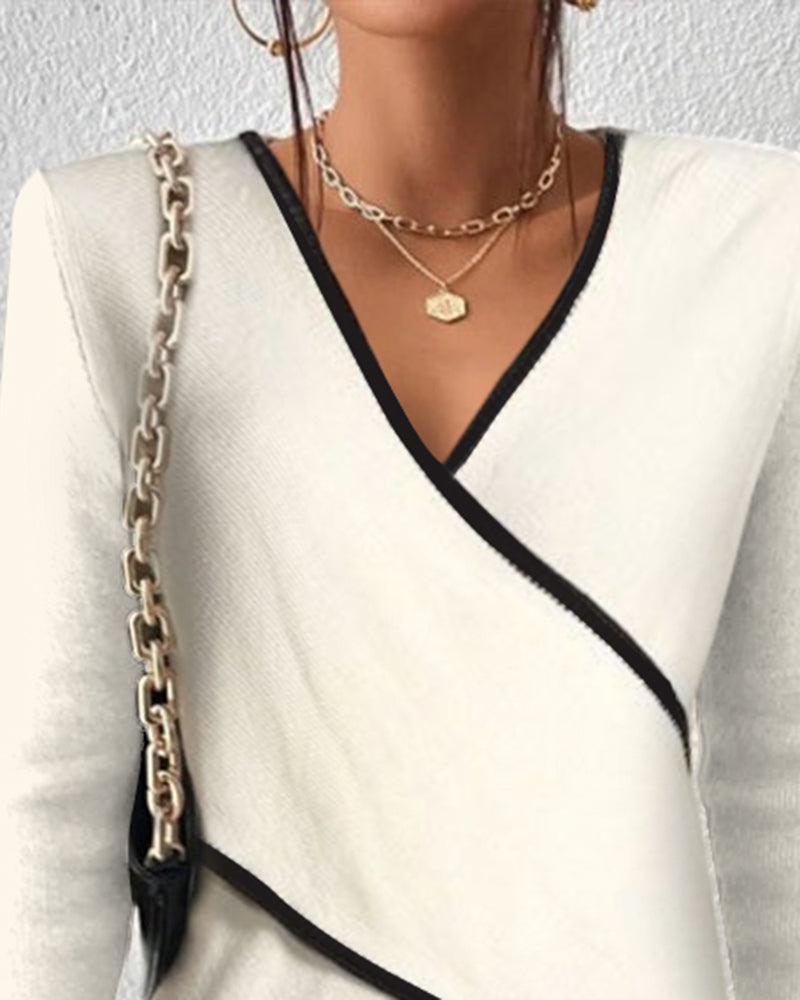Vera Women’s Sweater with V-neck Wrap Design and Flattering Silhouette 1