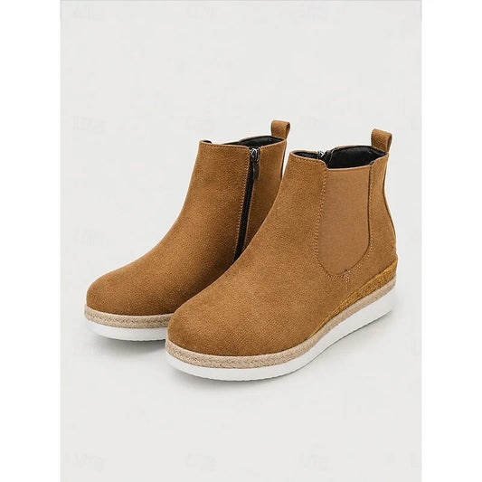 Vera Women's Wedge Ankle Boots featuring cushioned support and a stylish side zipper, perfect for comfort and elegance in any outfit. 0
