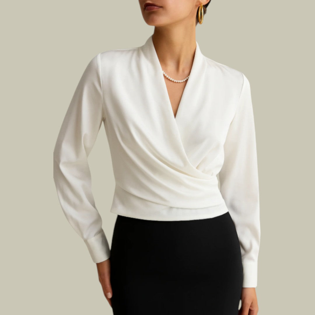 Verena Women’s Satin Wrap Blouse with Elegant Silhouette 0