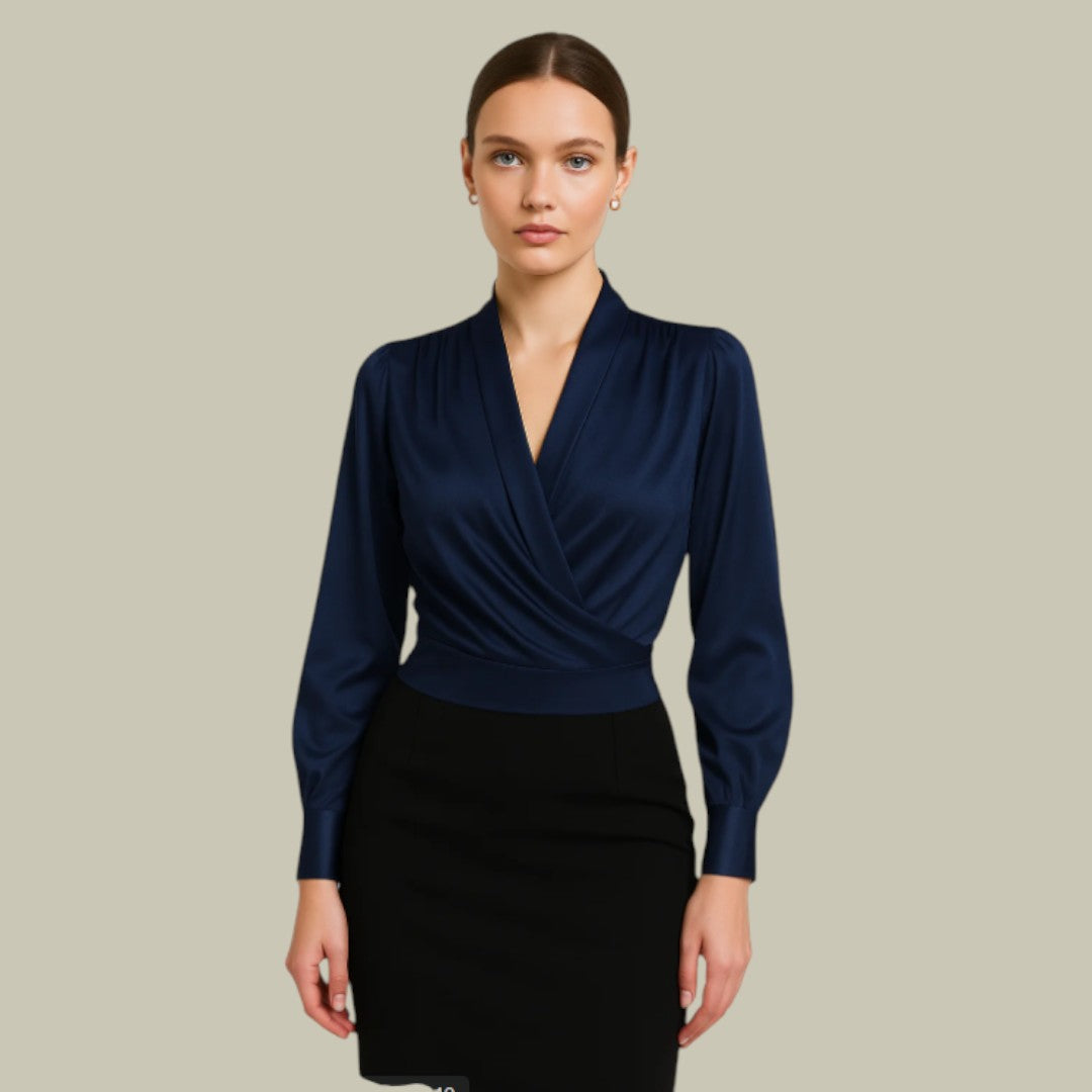 Verena Women’s Satin Wrap Blouse with Elegant Silhouette 1