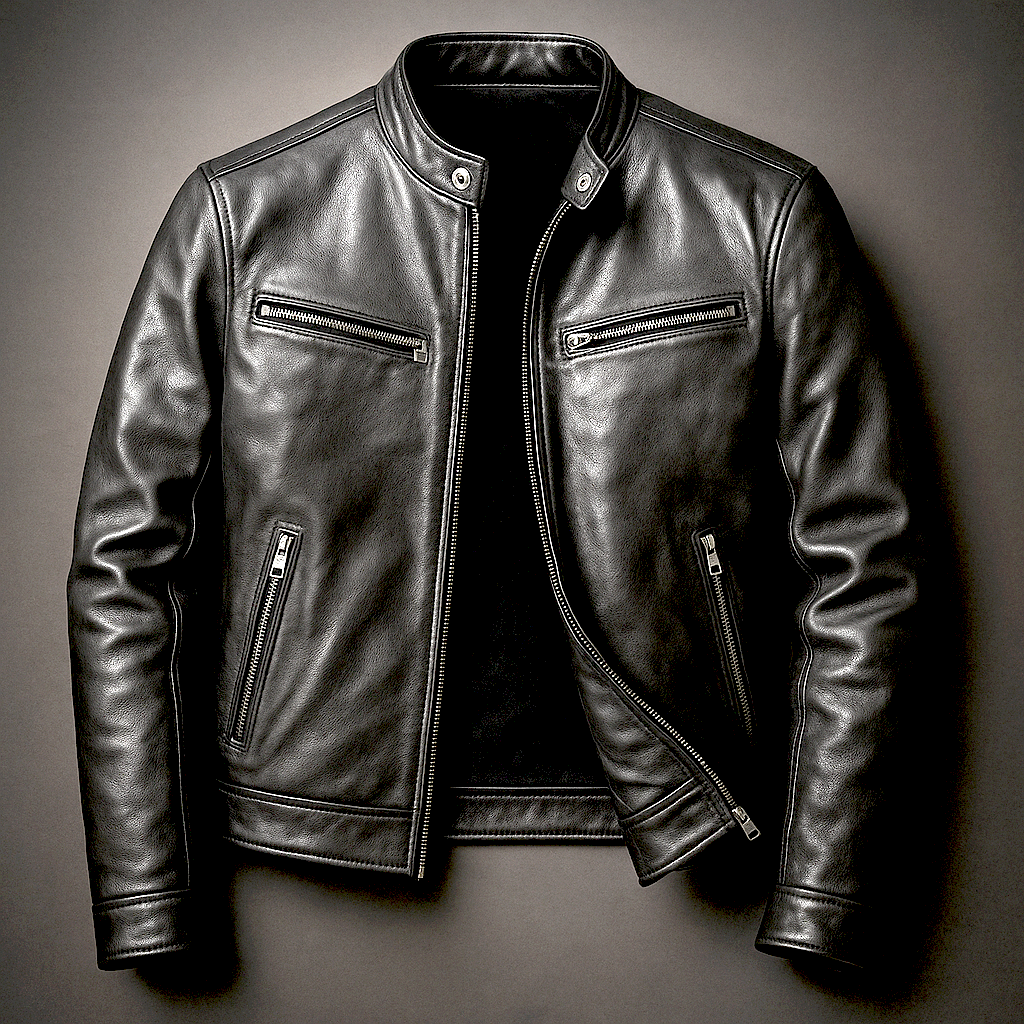 Vero Men's Leather Jacket with Vintage Patina and Four-Pocket Design 4