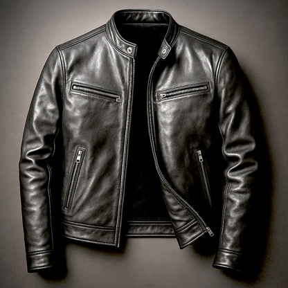 Vero Men's Leather Jacket with Vintage Patina and Four-Pocket Design 4