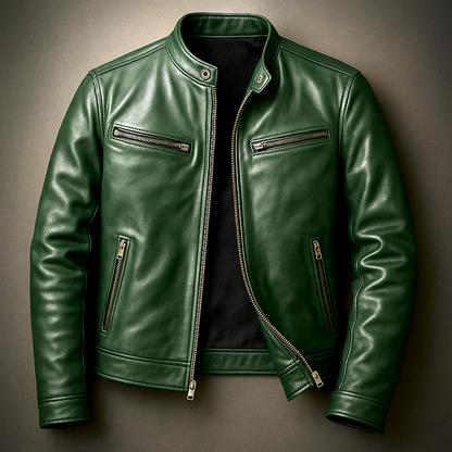 Vero Men's Leather Jacket with Vintage Patina and Four-Pocket Design 5