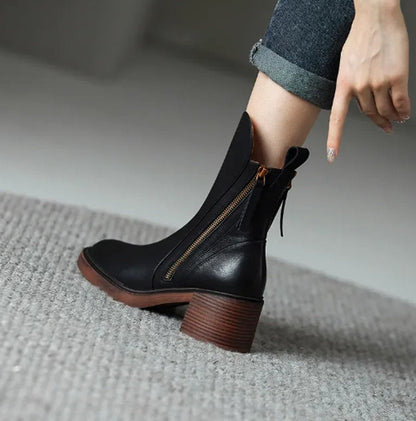 Violet Women's Black Ankle Boots | Smooth Leather, Block Heel, Side-Zip Closure 4