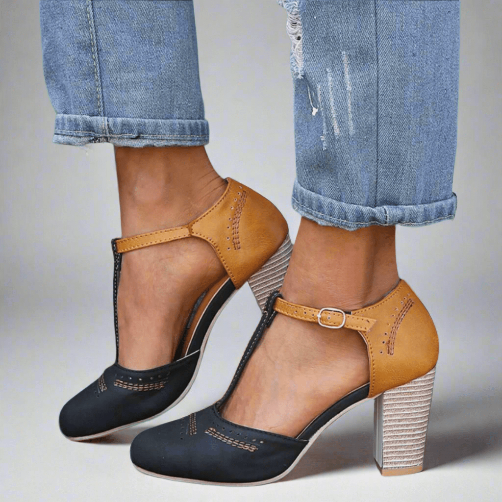 Viva Women’s Dress Shoes with T-Strap Design and Block Heel 0