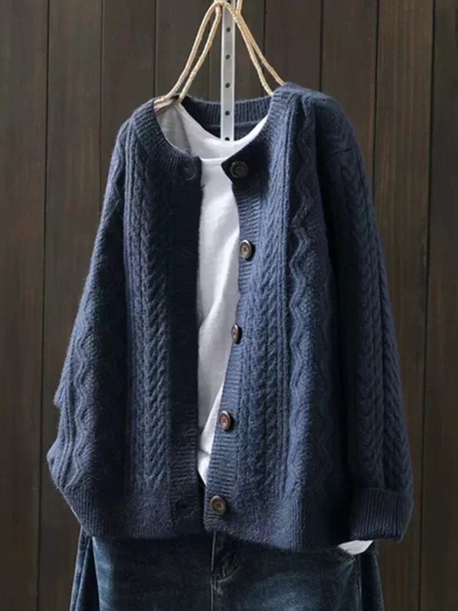 Vivid Women’s Cardigan Sweater with Cable-Knit Texture and Button-Down Front 3