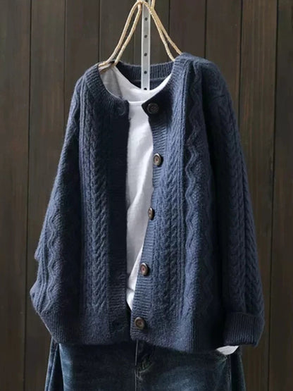 Vivid Women’s Cardigan Sweater with Cable-Knit Texture and Button-Down Front 3