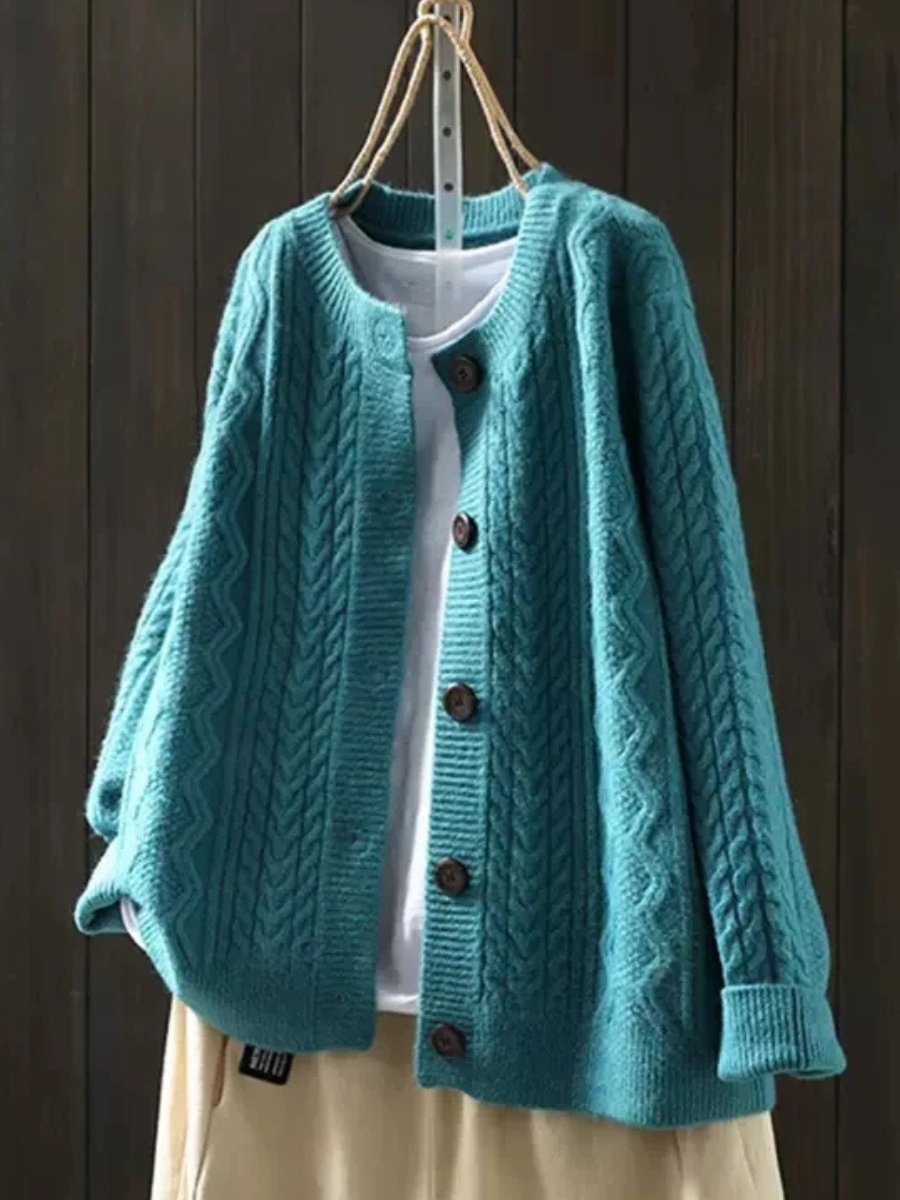 Vivid Women’s Cardigan Sweater with Cable-Knit Texture and Button-Down Front 5