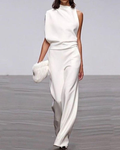 Vivid Women’s Jumpsuit with One Shoulder Design and Wide Leg Cut 0