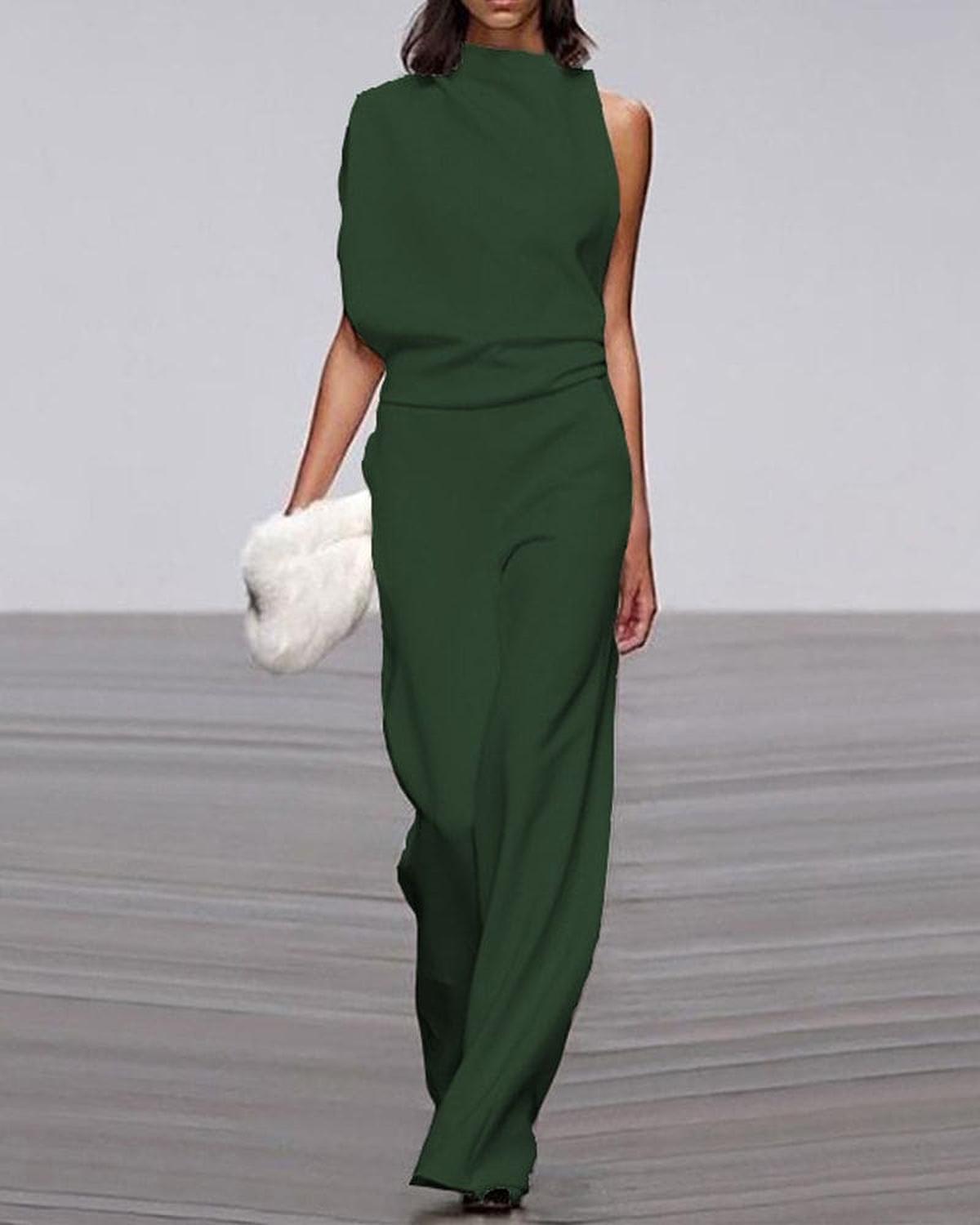 Vivid Women’s Jumpsuit with One Shoulder Design and Wide Leg Cut 1
