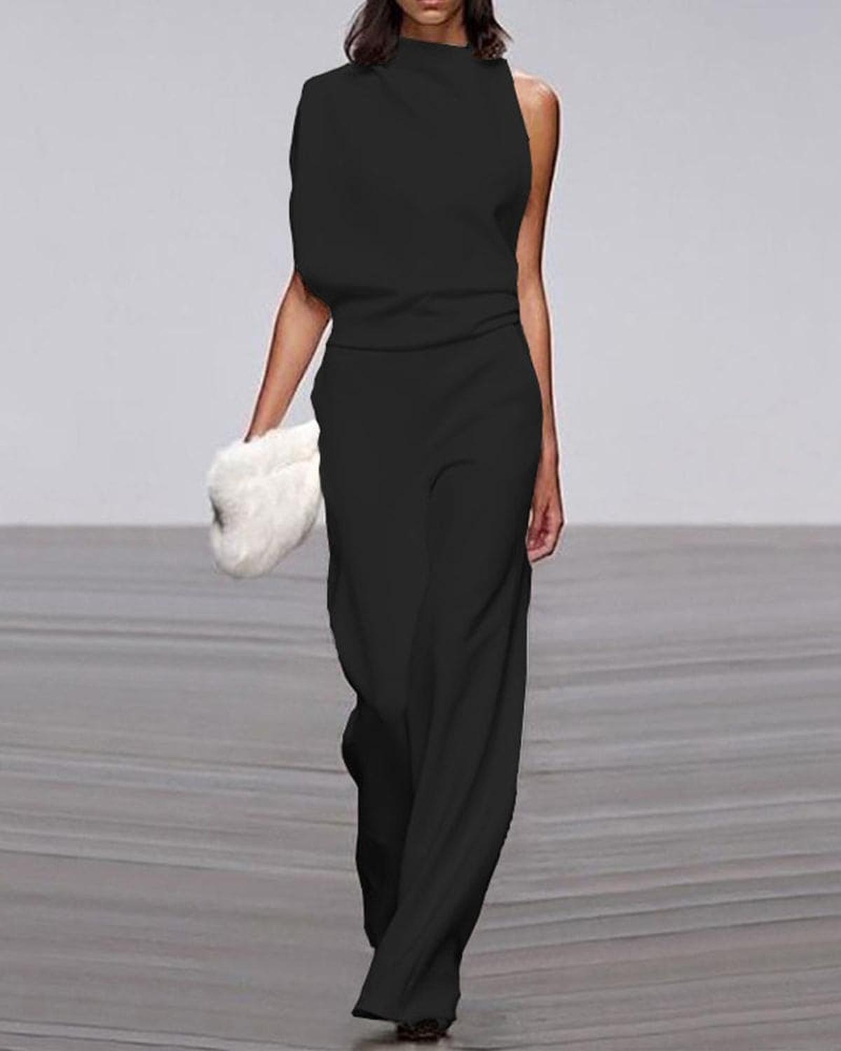 Vivid Women’s Jumpsuit with One Shoulder Design and Wide Leg Cut 2