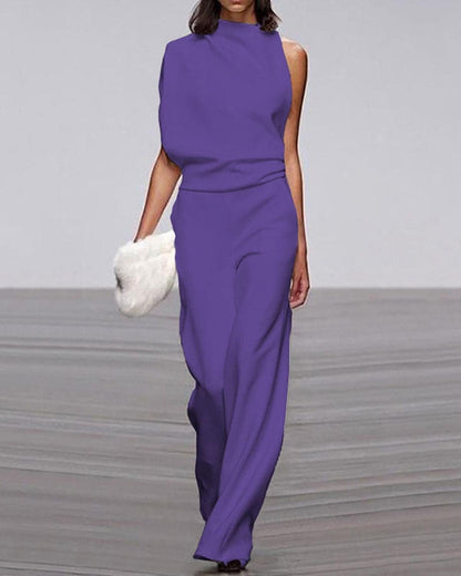 Vivid Women’s Jumpsuit with One Shoulder Design and Wide Leg Cut 5