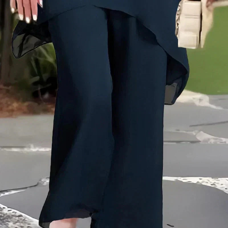 Vivid Women's Two Piece Pants Set with Draped Palazzo Pants and Coordinated Top 3