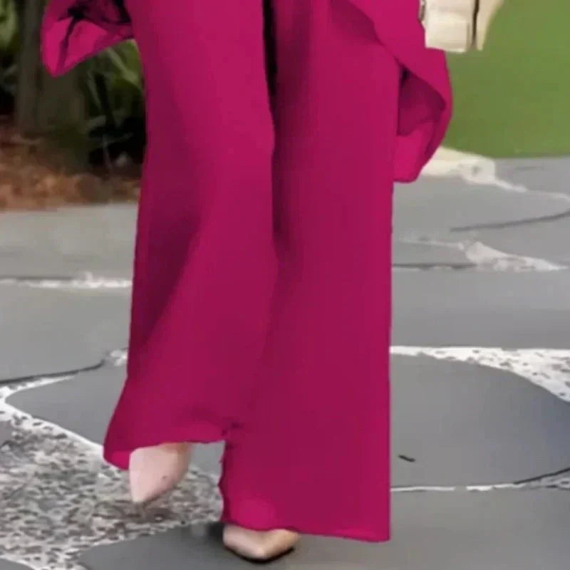 Vivid Women's Two Piece Pants Set with Draped Palazzo Pants and Coordinated Top 7