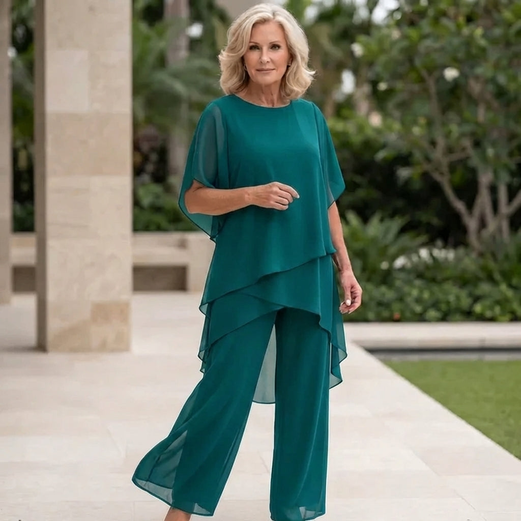 Vivid Women's Two Piece Pants Set with Draped Palazzo Pants and Coordinated Top 9