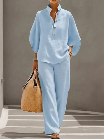 Vogue Women’s Set with Structured Collar and Wide-Leg Trousers 5