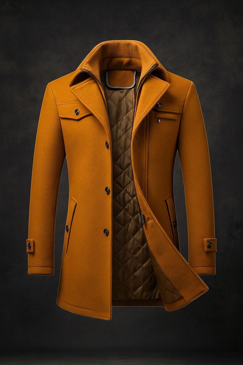 Warren Men's Wool Overcoat | Double-Collar, Quilted Lining 0