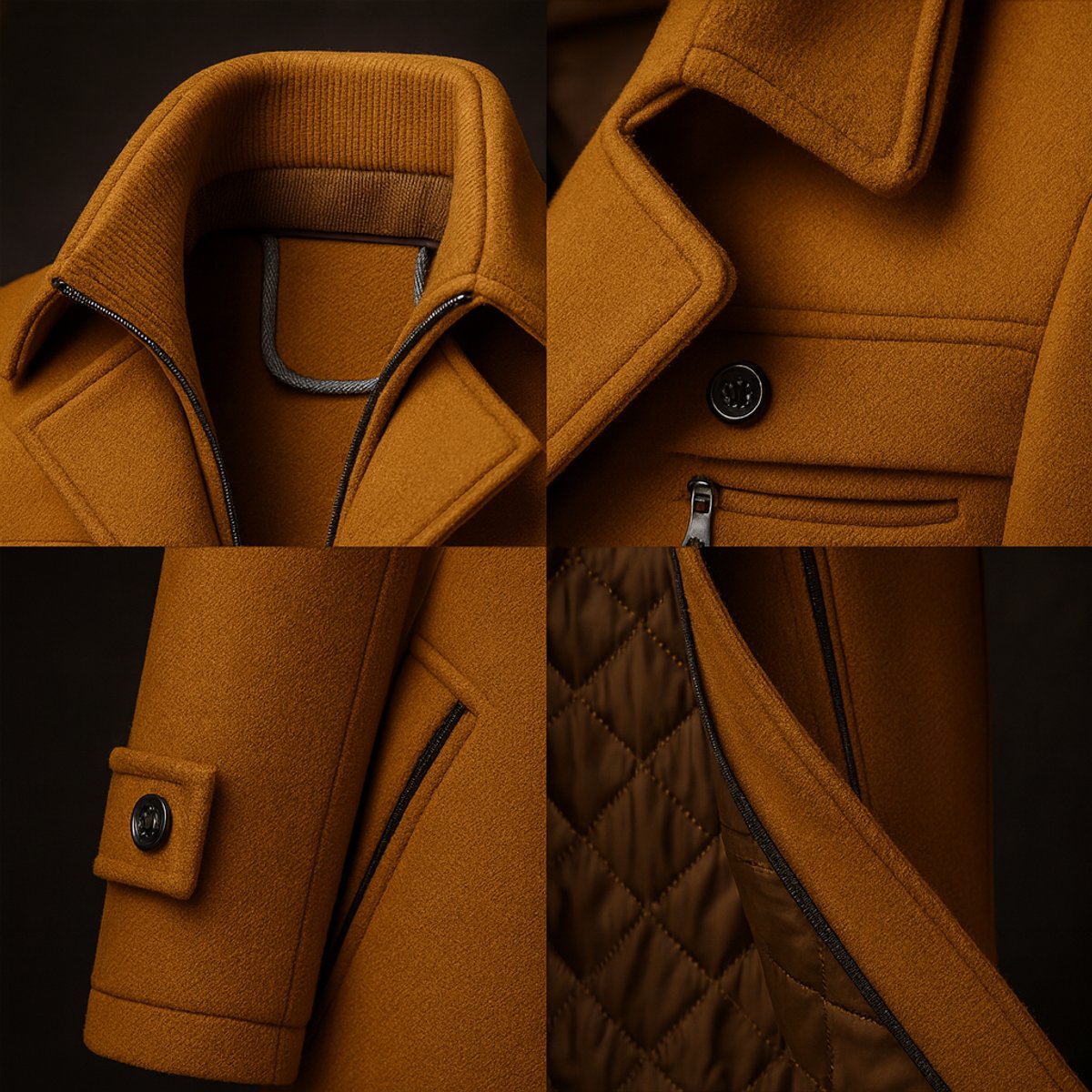 Warren Men's Wool Overcoat | Double-Collar, Quilted Lining 1