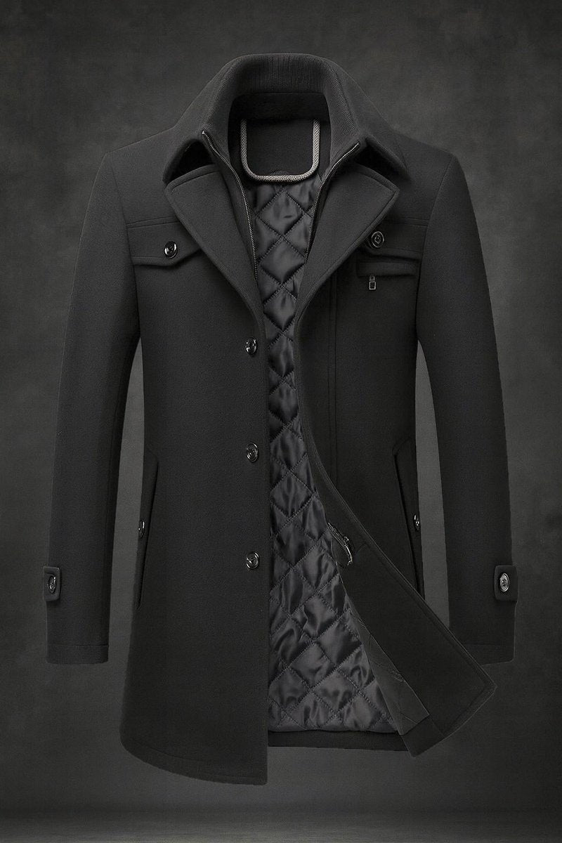 Warren Men's Wool Overcoat | Double-Collar, Quilted Lining 4