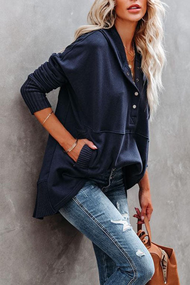 Waverly Women's Oversized Henley Pullover Hoodie | Snap-Button Placket, Relaxed Fit 6