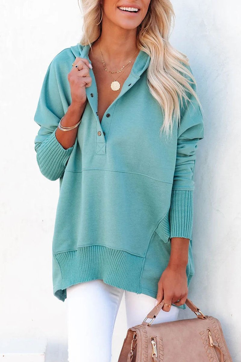 Waverly Women's Oversized Henley Pullover Hoodie | Snap-Button Placket, Relaxed Fit 9