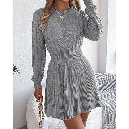 Whitney Women’s Sweater Dress featuring a stylish cable-knit texture and a fitted waist, perfect for a chic and cozy look in any season. 4