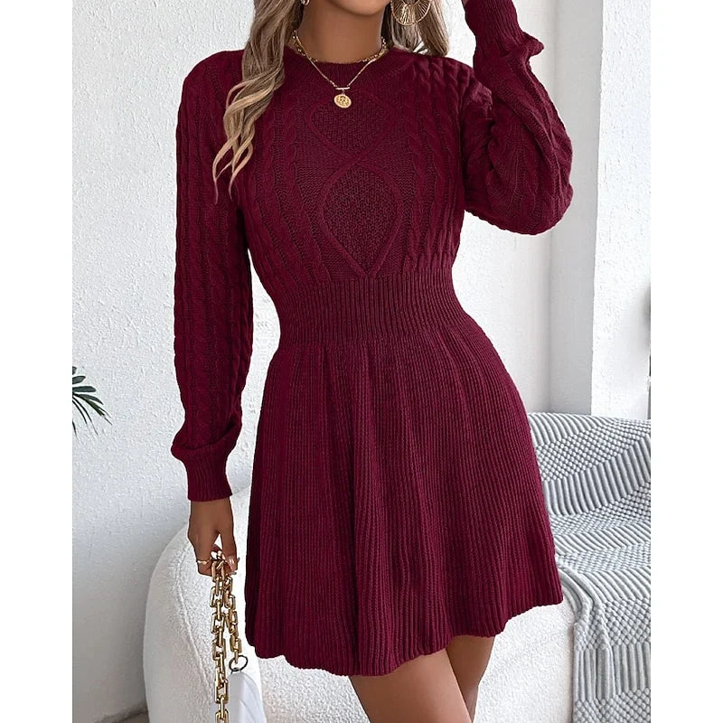 Whitney Women’s Sweater Dress featuring a stylish cable-knit texture and a fitted waist, perfect for a chic and cozy look in any season. 8