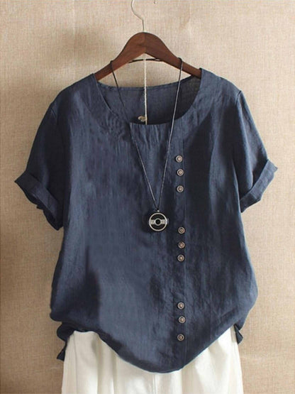 Willa Women’s Blouse with Loose Fit and Side Button Detail 0