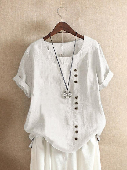 Willa Women’s Blouse with Loose Fit and Side Button Detail 1