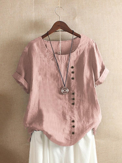 Willa Women’s Blouse with Loose Fit and Side Button Detail 2