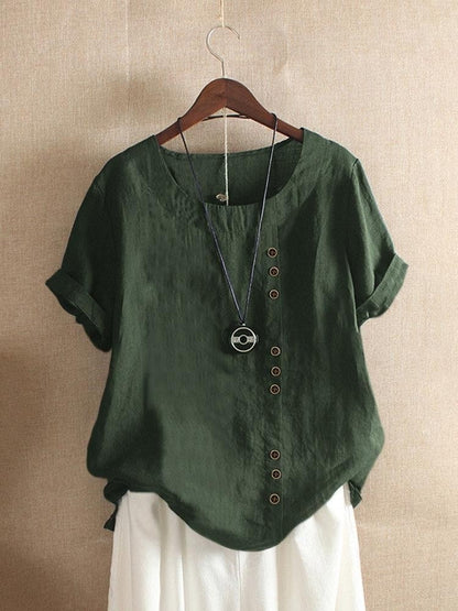 Willa Women’s Blouse with Loose Fit and Side Button Detail 3