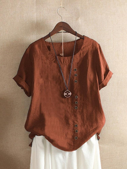Willa Women’s Blouse with Loose Fit and Side Button Detail 4