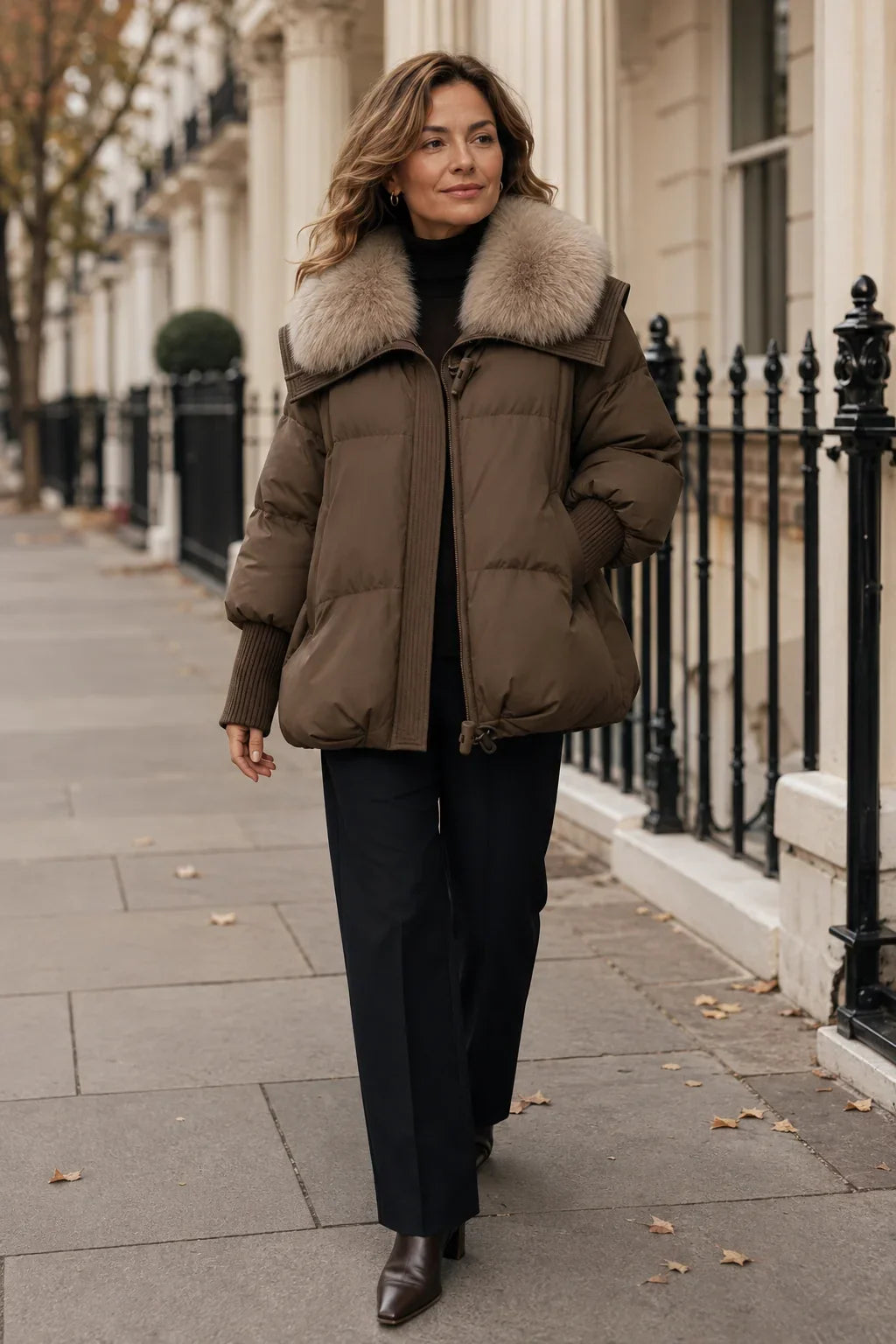 Willa Women’s Short Puffer Jacket featuring a stylish faux fur collar, perfect for keeping warm and chic during colder seasons. 2