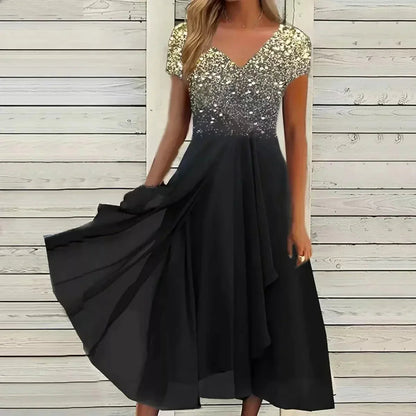 Yara Women’s Formal Dress with Flowing Skirt and Floral Bodice Design 2