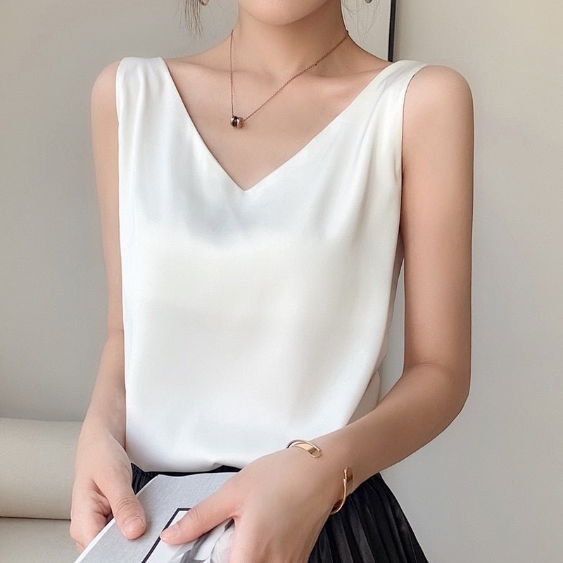 Yara Women’s Satin V-Neck Top with Flattering Fit and Shiny Finish 4