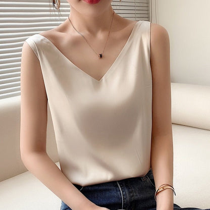 Yara Women’s Satin V-Neck Top with Flattering Fit and Shiny Finish 6