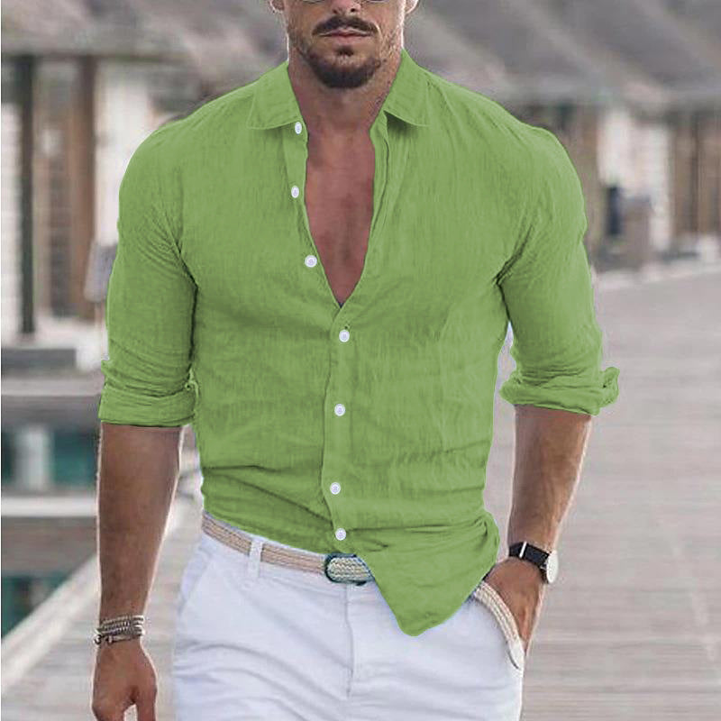 Yvan Men's Shirt with Open Collar and Button Placket for Casual Summer Style 1